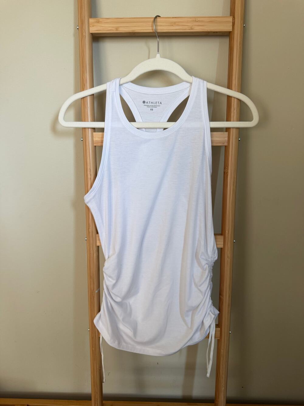 Athleta White Ruched Side Racerback Tank Top XS